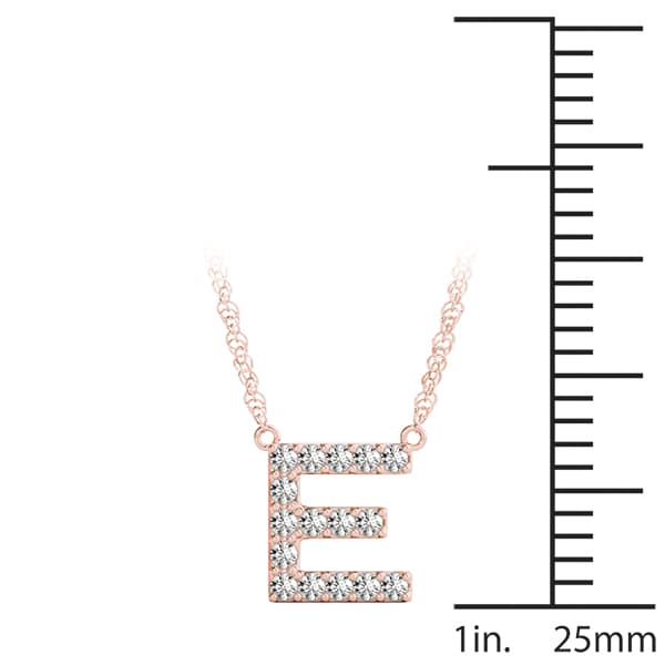 Initial E Pendant, On hand view in rose gold