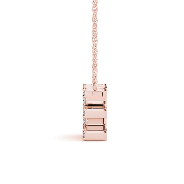 Initial E Pendant, Side view in rose gold