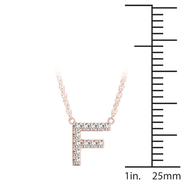 Initial F Pendant, On hand view in rose gold