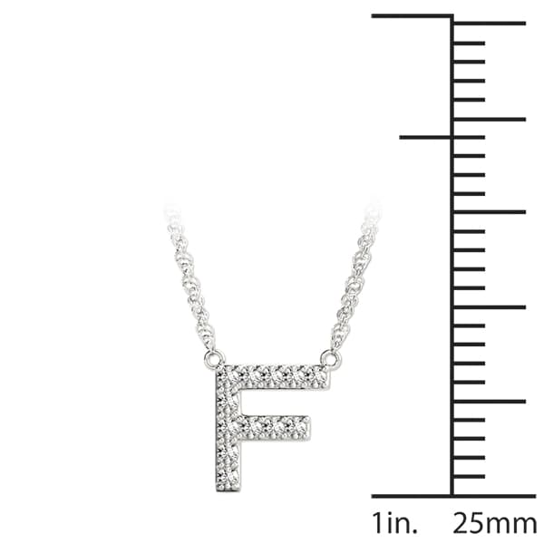 Initial F Pendant, On hand view in white gold or platinum