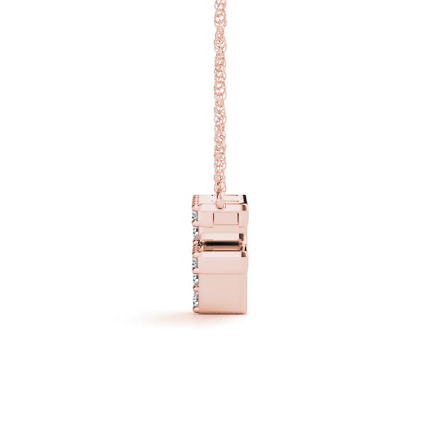 Initial F Pendant, Side view in rose gold