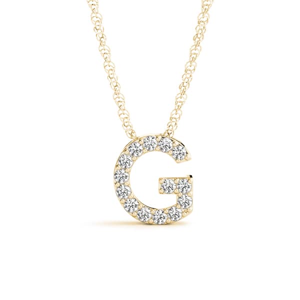 Initial G Pendant, Front view in yellow gold