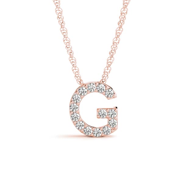 Initial G Pendant, Front view in rose gold