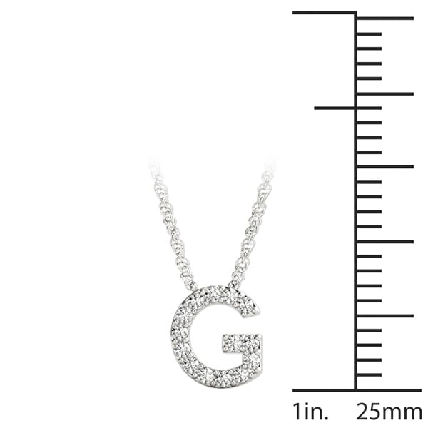 Initial G Pendant, On hand view in white gold or platinum