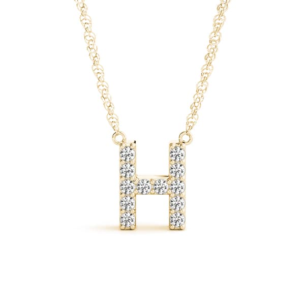 Initial H Pendant, Front view in yellow gold