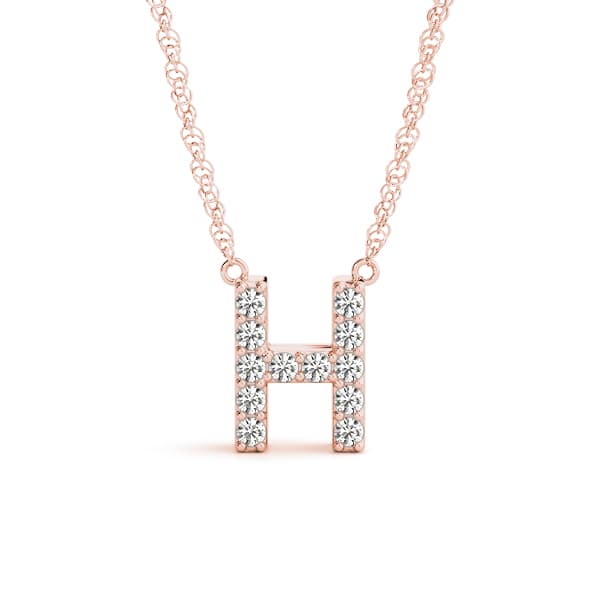 Initial H Pendant, Front view in rose gold