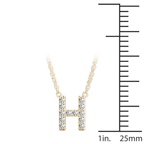 Initial H Pendant, On hand view in yellow gold