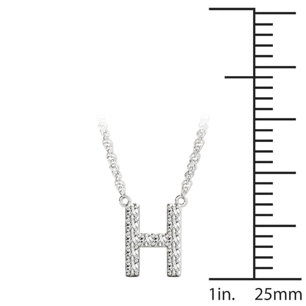 Initial H Pendant, On hand view in white gold or platinum