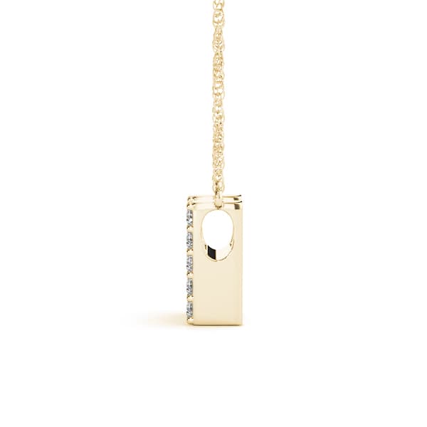 Initial H Pendant, Side view in yellow gold