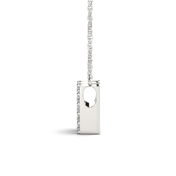 Initial H Pendant, Side view in white gold or platinum