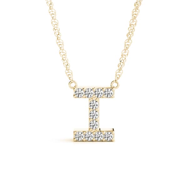 Initial I Pendant, Front view in yellow gold