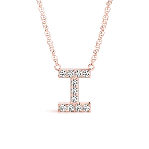 Initial I Pendant, Front view in rose gold