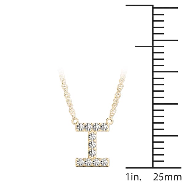 Initial I Pendant, On hand view in yellow gold