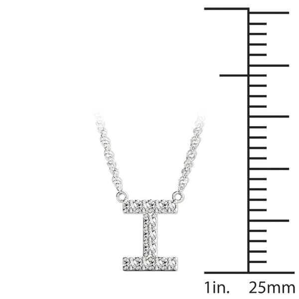Initial I Pendant, On hand view in white gold or platinum