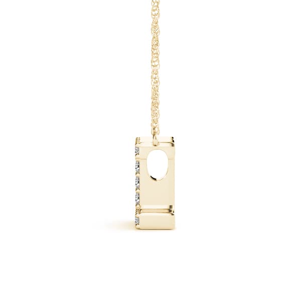 Initial I Pendant, Side view in yellow gold