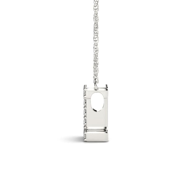 Initial I Pendant, Side view in white gold or platinum
