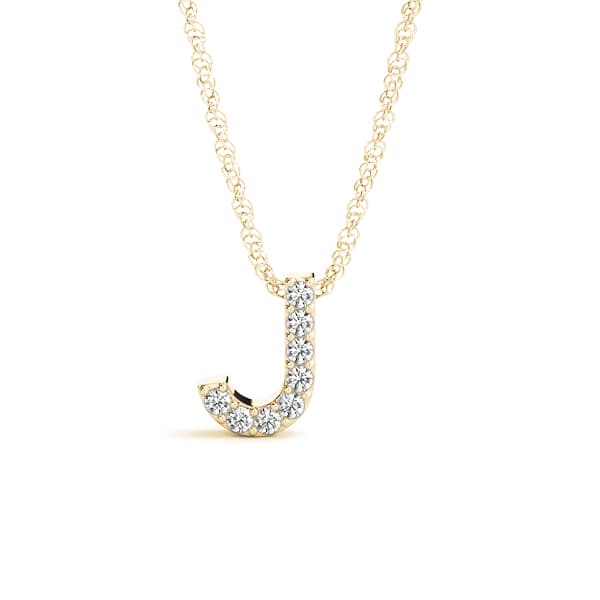 Initial J Pendant, Front view in yellow gold