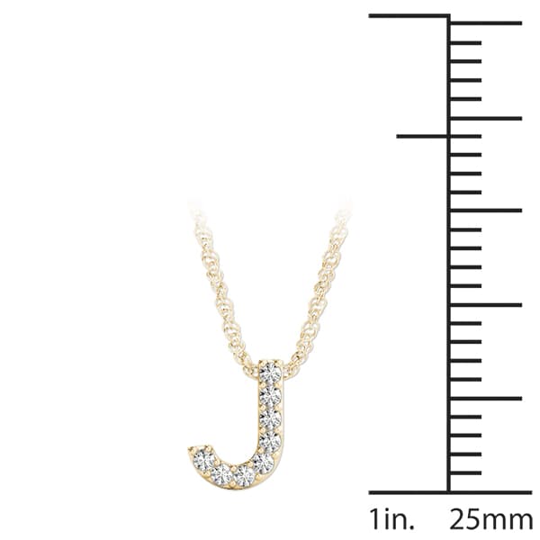 Initial J Pendant, On hand view in yellow gold