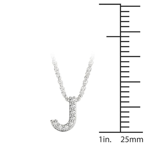 Initial J Pendant, On hand view in white gold or platinum