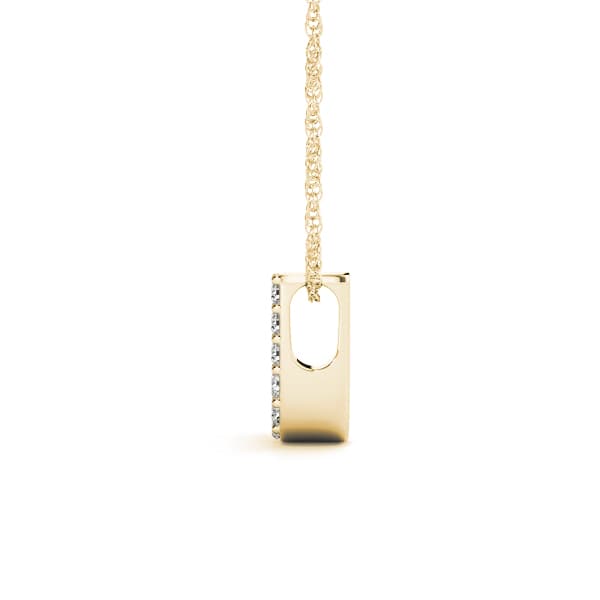 Initial J Pendant, Side view in yellow gold