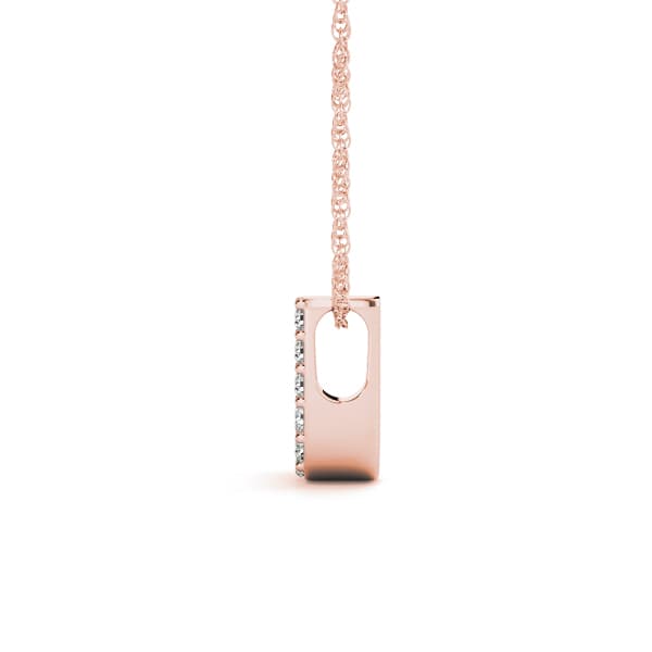 Initial J Pendant, Side view in rose gold