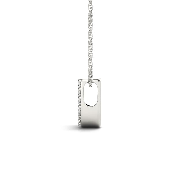 Initial J Pendant, Side view in white gold or platinum