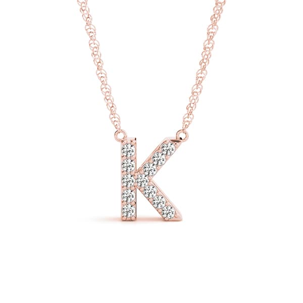 Initial K Pendant, Front view in rose gold