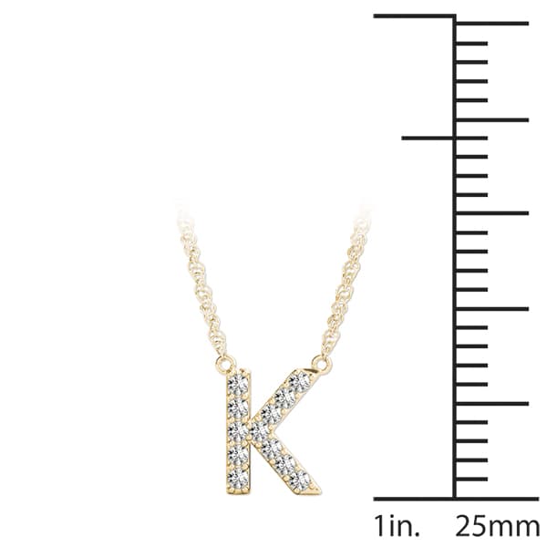 Initial K Pendant, On hand view in yellow gold