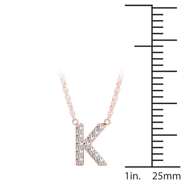 Initial K Pendant, On hand view in rose gold