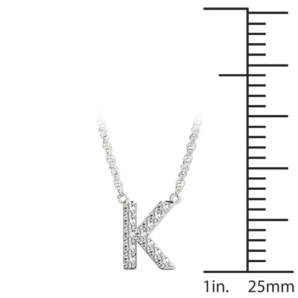 Initial K Pendant, On hand view in white gold or platinum