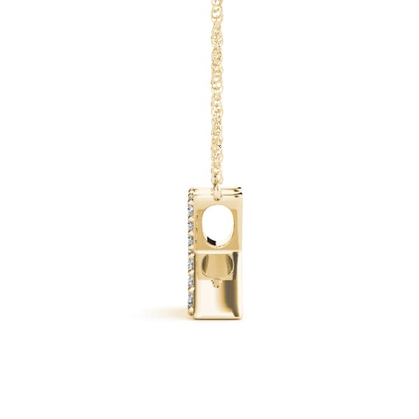 Initial K Pendant, Side view in yellow gold