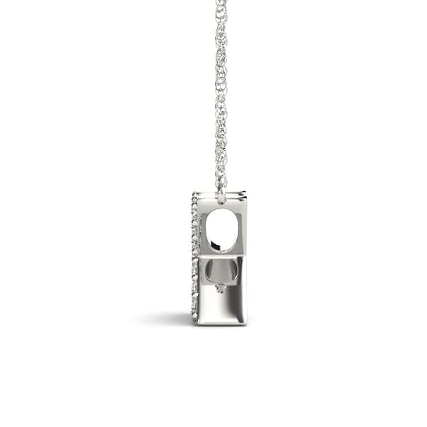 Initial K Pendant, Side view in white gold or platinum
