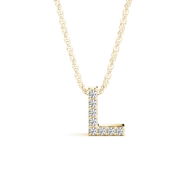Initial L Pendant, Front view in yellow gold