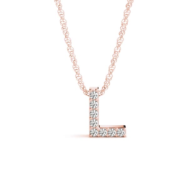Initial L Pendant, Front view in rose gold