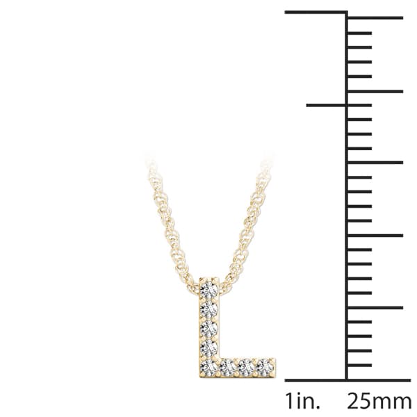 Initial L Pendant, On hand view in yellow gold