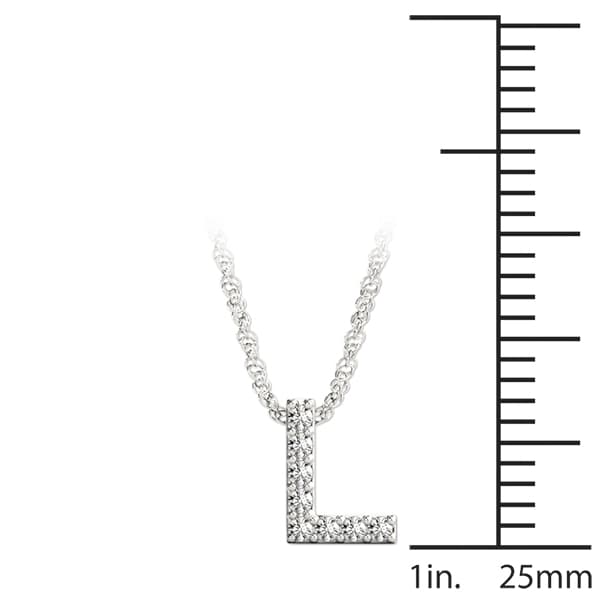 Initial L Pendant, On hand view in white gold or platinum
