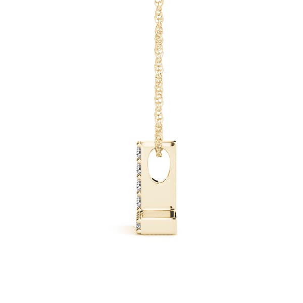 Initial L Pendant, Side view in yellow gold