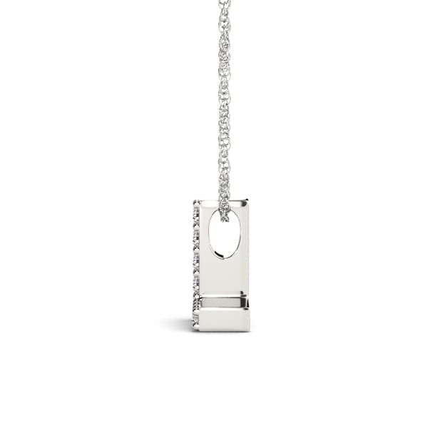 Initial L Pendant, Side view in white gold or platinum