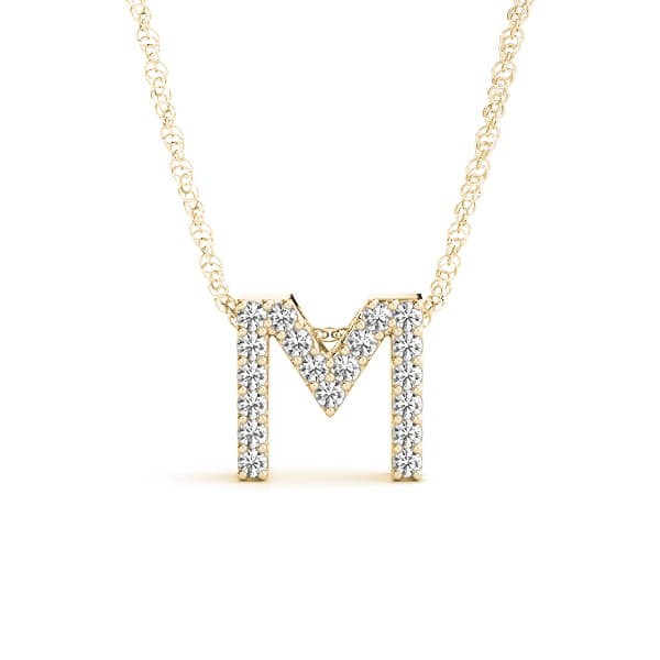 Initial M Pendant, Front view in yellow gold