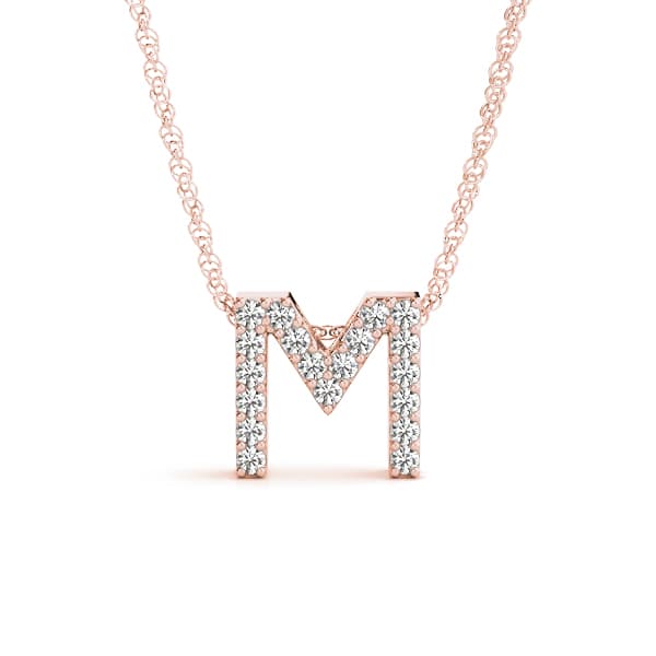 Initial M Pendant, Front view in rose gold