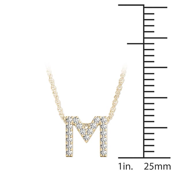 Initial M Pendant, On hand view in yellow gold