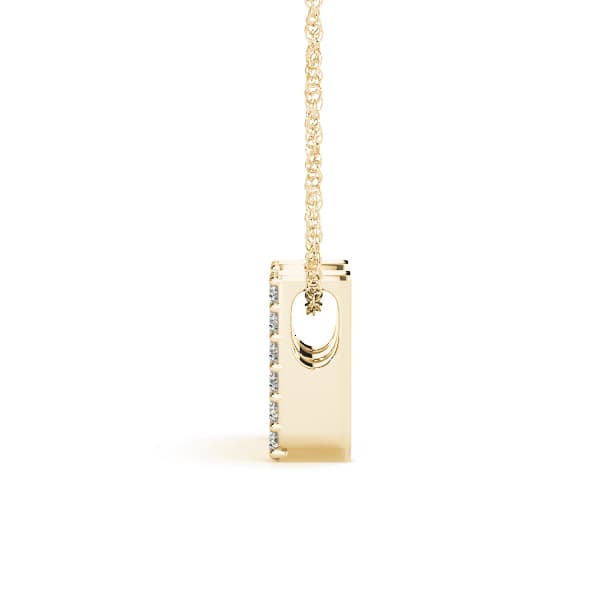 Initial M Pendant, Side view in yellow gold