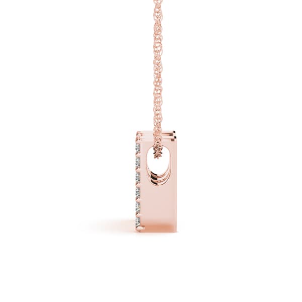 Initial M Pendant, Side view in rose gold