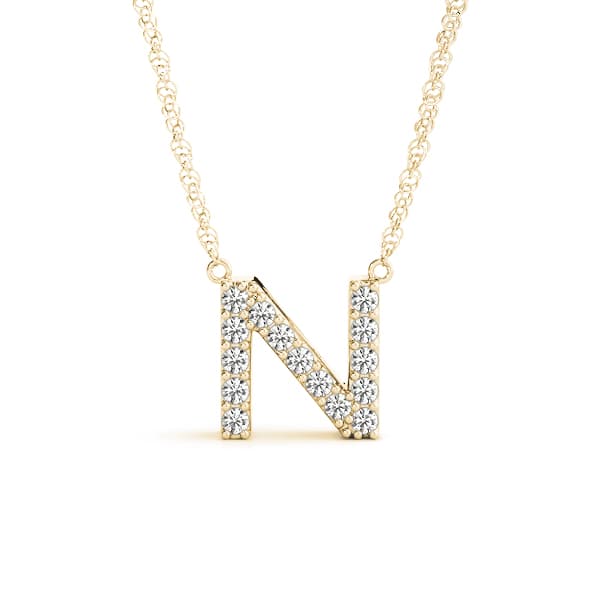 Initial N Pendant, Front view in yellow gold
