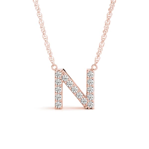Initial N Pendant, Front view in rose gold