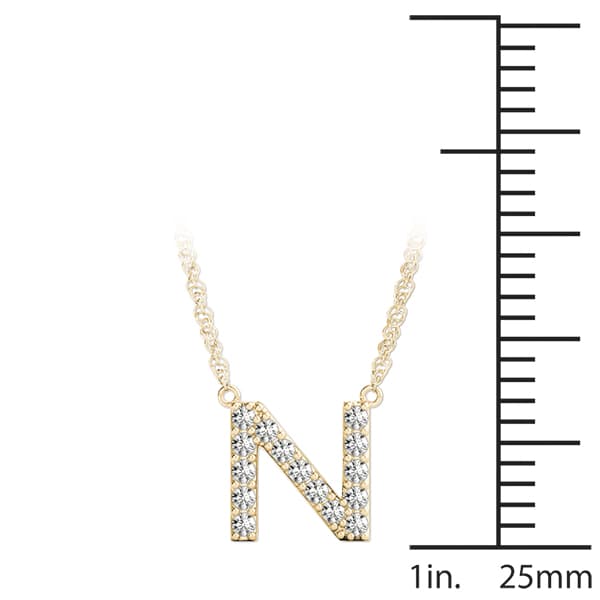 Initial N Pendant, On hand view in yellow gold