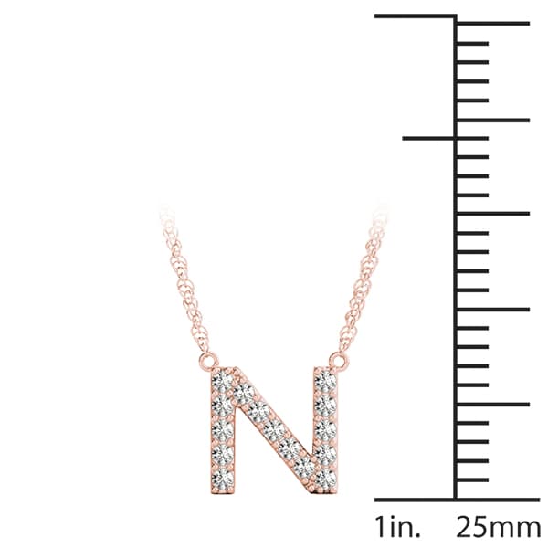 Initial N Pendant, On hand view in rose gold