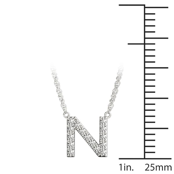 Initial N Pendant, On hand view in white gold or platinum