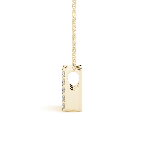 Initial N Pendant, Side view in yellow gold