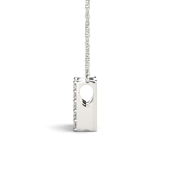 Initial N Pendant, Side view in white gold or platinum